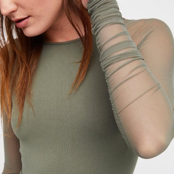 Free People Tops - New Free People scrunch long sleeve mesh top M/L